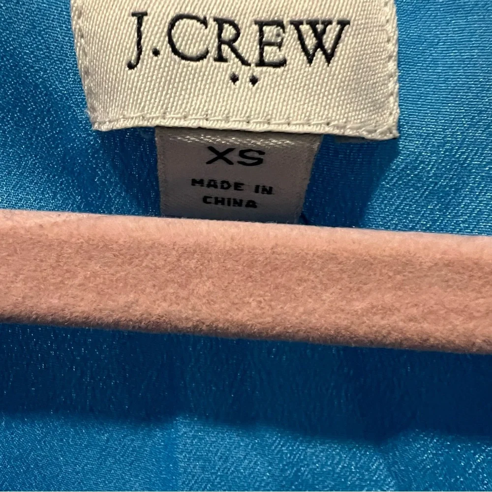 J. Crew Blue Buttoned Puff Sheer‎ Sleeve Blouse XS